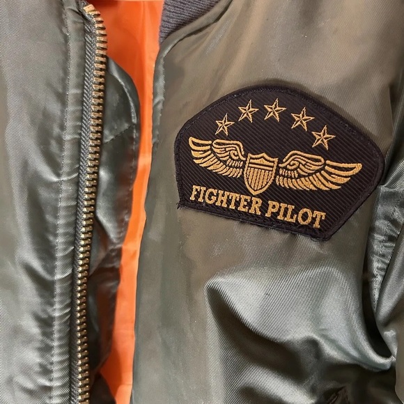 Kids Flight Jacket With Patches Boys Size S Fighter Pilot Boys Green - Picture 11 of 14